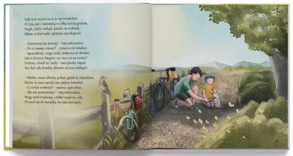 Ilustracja z książki "Rózia i jej wartości" Katarzyny Ogonowskiej. Rozdział 'Życzliwość'