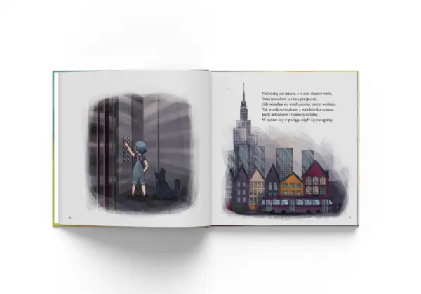 Ilustracja z książki "Rózia i kolorowe emocje" Katarzyny Ogonowskiej. Rozdział 'lęk'