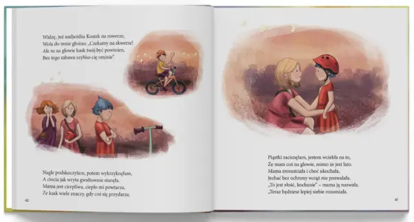 Ilustracja z książki "Rózia i kolorowe emocje" Katarzyny Ogonowskiej. Rozdział 'Złość'