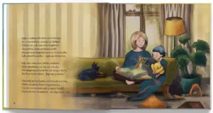 Ilustracja z książki "Rózia i kolorowe emocje" Katarzyny Ogonowskiej. Rozdział 'Radość'