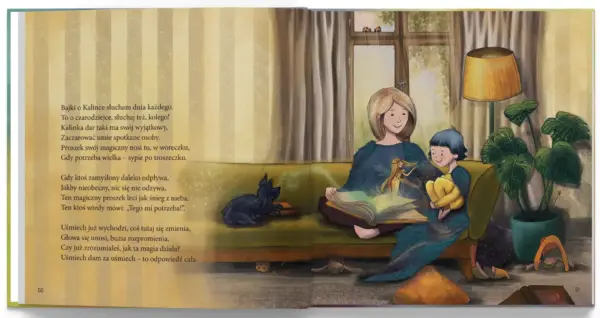 Ilustracja z książki "Rózia i kolorowe emocje" Katarzyny Ogonowskiej. Rozdział 'Radość'