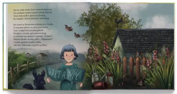 Ilustracja z książki "Rózia i kolorowe emocje" Katarzyny Ogonowskiej. Rozdział 'Wstyd'