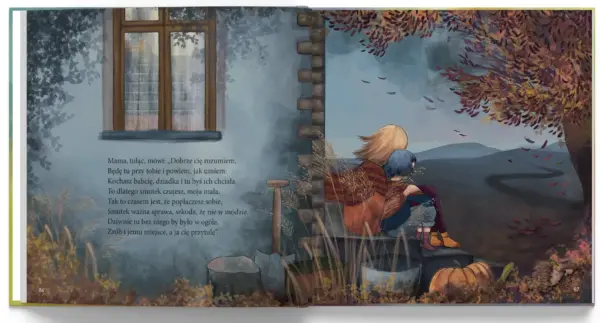 Ilustracja z książki "Rózia i kolorowe emocje" Katarzyny Ogonowskiej. Rozdział 'Smutek'