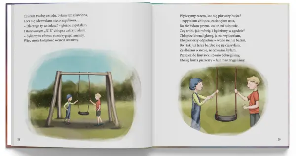Ilustracja z książki "Rózia w świecie relacji" Katarzyny Ogonowskiej. Rozdział "asertywność"